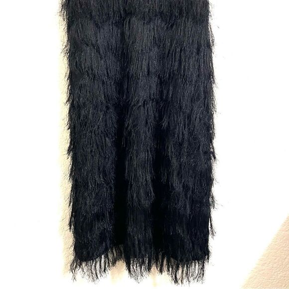 Free Generation Los Angeles Black Shaggy Fringe Dress Sleeveless Size S New - Picture 8 of 15